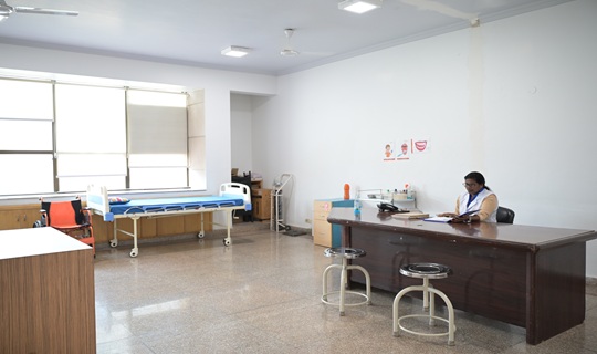 School medical room and health facility at K.R. Mangalam World School Indirapuram